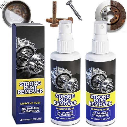 2PCS Rust Remover Spray for Metal, Heavy Duty Rust Removal Spray, Multipurpose Rust Stain Remover for Cars, Tools and Metal Chains in Saudi Arabia