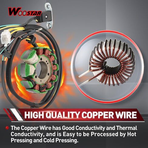WOOSTAR 11 Coil 7 Wire Magneto Stator Replacement for 1996-2016 CMX250X Rebel 1996-2014 CMX250 Rebel 1991-2008 CB250 Nighthawk 1992-2000 CB250 OEM 31120-KBG-004 31120-KEN-691 31120-KBG-A01 in Kuwait
