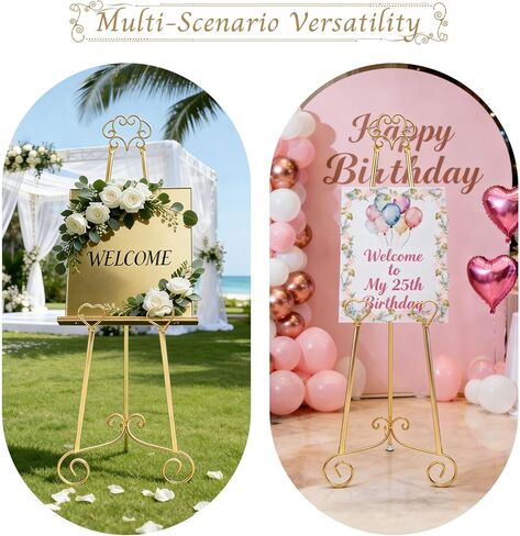 Gold Easel Stand for Sign,Heavy Duty Metal Adjustable Display Easel with Storage Bag,Perfect for Showcasing Pictures, Artwork, Picture Frame Wedding Sign Etc in Kuwait