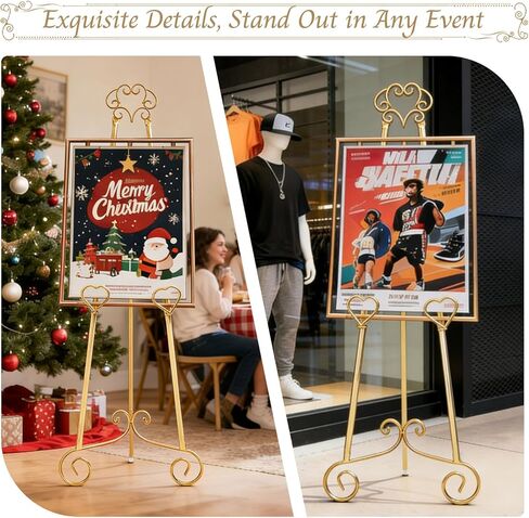 Gold Easel Stand for Sign,Heavy Duty Metal Adjustable Display Easel with Storage Bag,Perfect for Showcasing Pictures, Artwork, Picture Frame Wedding Sign Etc in Kuwait