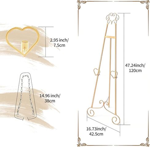 Gold Easel Stand for Sign,Heavy Duty Metal Adjustable Display Easel with Storage Bag,Perfect for Showcasing Pictures, Artwork, Picture Frame Wedding Sign Etc in Kuwait