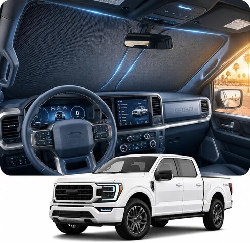 [ترقية 2026] مظلة الشمس للزجاج الأمامي DooGooCoo لسيارة GMC Sierra 1500 2500 3500، [كريستال ثلجي بارد، كتلة شمسية 100%] مظلة للزجاج الأمامي للسيارة لشاحنة سييرا 2014-2026، مناسبة خصيصًا لواجهة ذاكرة الوصول العشوائي الأمامية. in Kuwait