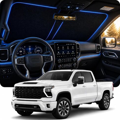 [2026 Upgraded] DooGooCoo Windshield Sun Shade for GMC Sierra 1500 2500 3500, [Cooling Ice-Crystal, 100% Sun Block] Sunshade for Car Windshield for Truck Sierra 2014-2026, Custom Fit for RAM Front. in Saudi Arabia