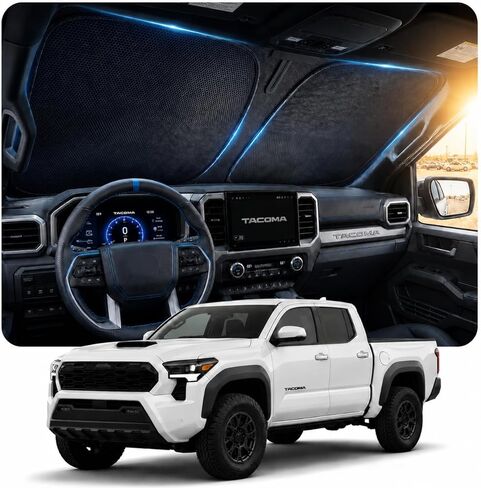 [2026 Upgraded] DooGooCoo Windshield Sun Shade for GMC Sierra 1500 2500 3500, [Cooling Ice-Crystal, 100% Sun Block] Sunshade for Car Windshield for Truck Sierra 2014-2026, Custom Fit for RAM Front. in Saudi Arabia