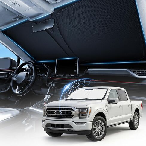 [2026 Upgraded] DooGooCoo Windshield Sun Shade for GMC Sierra 1500 2500 3500, [Cooling Ice-Crystal, 100% Sun Block] Sunshade for Car Windshield for Truck Sierra 2014-2026, Custom Fit for RAM Front. in Saudi Arabia
