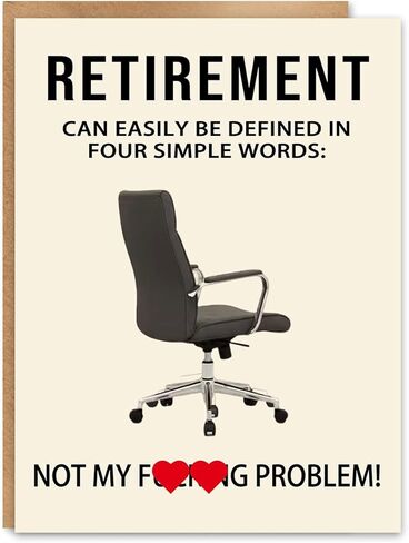 Funny Retirement Card for Her, Retirement Gift for Women, Blank Inside, with Kraft Envelope and Gold Seal Sticker in Saudi Arabia