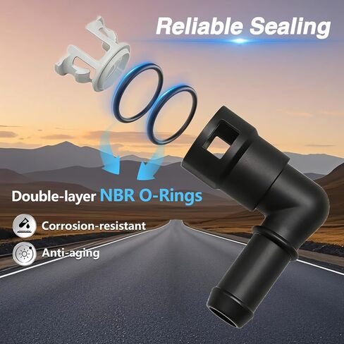 موصل خرطوم سخان EVRBUL أنبوب 5/8 بوصة إلى خرطوم 5/8 بوصة مناسب لسيارة Chevy Ford GMC Buick Jeep Dodge Chrysler، محول نظام التبريد موصل الكوع 90 درجة مع استبدال المشبك # 15139564 800-416 in Kuwait
