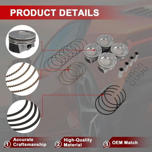 مجموعة مكبس وحلقات المحرك 23041 2E210 متوافقة مع Kia Soul Forte Forte5 Forte Koup 2.0L 2014 2015 2016 2017 2018، استبدل 23041-2E210 in Kuwait
