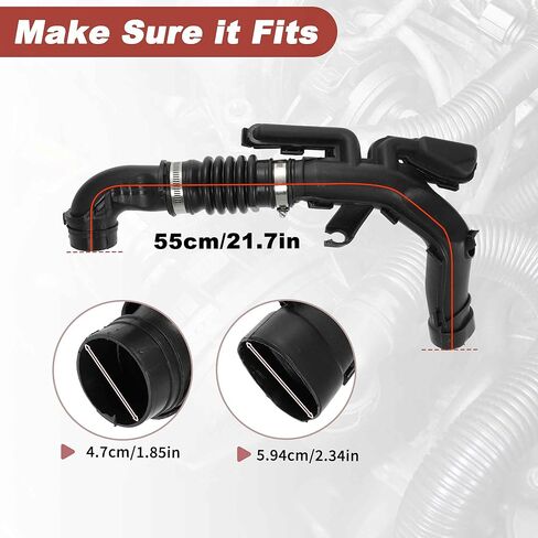 خرطوم آخذ للهواء لنيسان فيرسا/فيرسا نوت 1.6L L4 GAS 2013-2019 No.16554-9KA0B/165549KA0B أنبوب مجرى الهواء مع المشابك المطاط الأسود 1 قطعة in Kuwait
