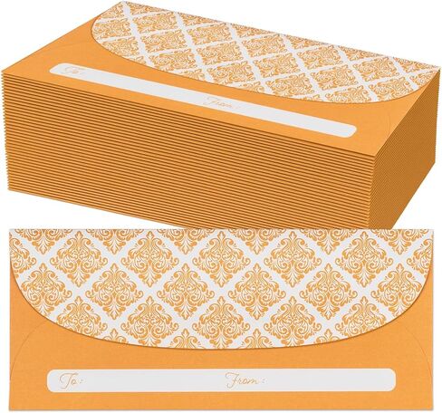 Money Envelopes for Cash Gifts, 100-Count Elegant Gold Victorian Bloom Damask Envelopes for Christmas, Birthdays, Weddings, Graduations, 3 x 7 Inches in Saudi Arabia