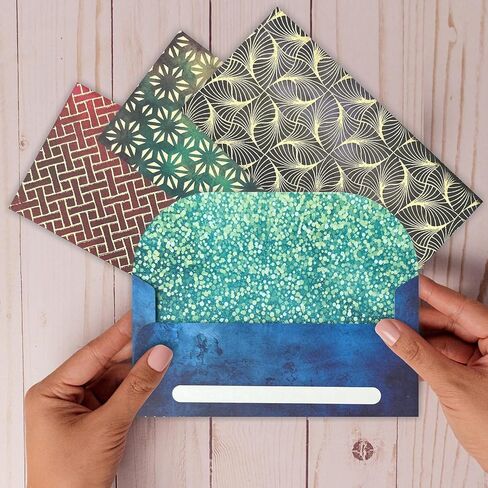 PARTH IMPEX Shagun Gift Envelopes for Cash (Pack of 60) 3.5" x 7" Stunning Gold Foil Stamping, Vintage Rustic Decorative Fancy Money Saving Holder Card for Christmas Birthday Wedding Graduation in Kuwait