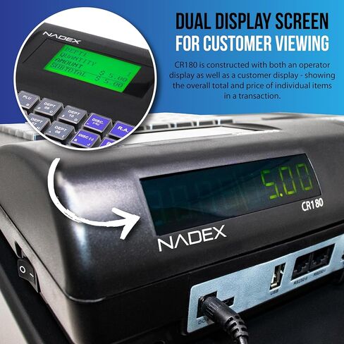 Nadex CR180 Electronic Cash Register, Steel Cash Drawer, Compact Design, Black in Saudi Arabia