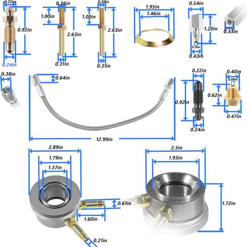82876 T-5 Stock Clutch Hydraulic Throwout Bearing and Hose Kit for GM-Style Borg-Warner T-5 transmissions, Replace 82876 in Kuwait