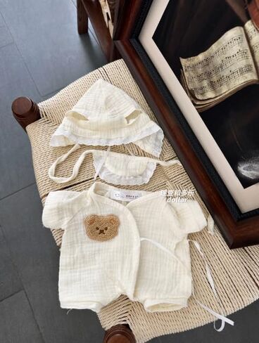9-12"/30cm Teddy Bear Clothes Pajama Set -Medium bumbly Bartholomew Bear Romper, Bib, Bonnet 3-Piece(NO Doll) in Kuwait