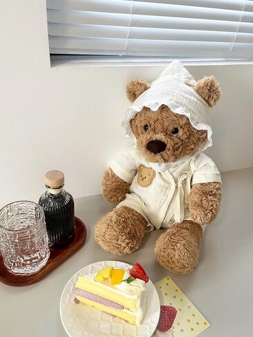 9-12"/30cm Teddy Bear Clothes Pajama Set -Medium bumbly Bartholomew Bear Romper, Bib, Bonnet 3-Piece(NO Doll) in Kuwait