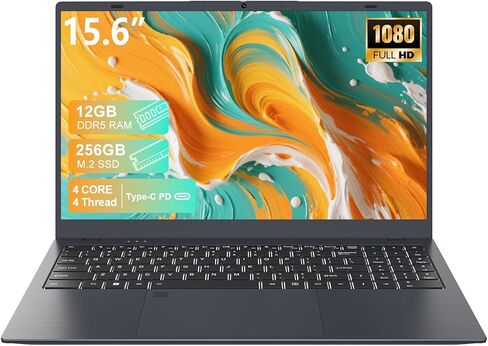 Laptop 2025 with 12GB RAM 512GB SSD, 15.6 Inch FHD Laptop Computer, N95 Processor(up to 3.4GHz), Backlit Keyboard, Fingerprint Unlock, WiFi 5, Bluetooth 5.0 in Saudi Arabia