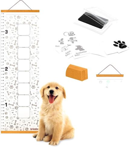 Paw Print Stamp Pad with Chart - A Dog Paw Print Kit with Puppy Growth Chart, Pet Safe Ink Pads to Make Memories, Celebrate Pet Birthday, Dog Gotcha Day and More, New Puppy Gift (Brown) in Saudi Arabia