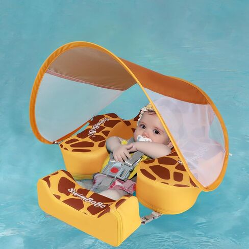 Swimbobo Baby Floats for Pool with Canopy Non Inflatable Soft Skin-Friendly Fabric Material Infant Swim Float for Boys and Girls Pool Toys (Red Mermaid) in Kuwait