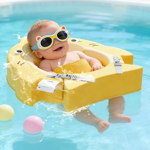 Baby Non-Inflatable Pool Float with Adjustable Buckle, No Flip Over Comfortable & Skin-Friendly Swim Float with Safety Seat for 3-36 Months in Kuwait