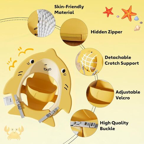 Baby Non-Inflatable Pool Float with Adjustable Buckle, No Flip Over Comfortable & Skin-Friendly Swim Float with Safety Seat for 3-36 Months in Kuwait