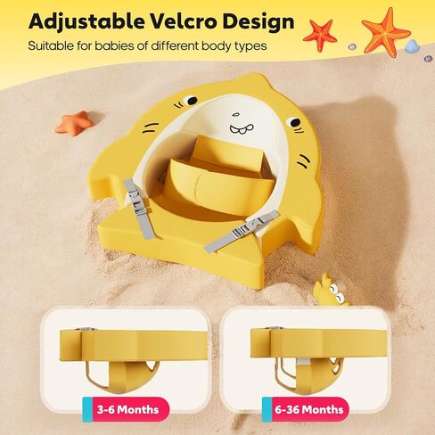 Baby Non-Inflatable Pool Float with Adjustable Buckle, No Flip Over Comfortable & Skin-Friendly Swim Float with Safety Seat for 3-36 Months in Kuwait