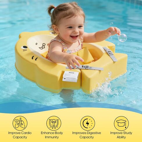Baby Non-Inflatable Pool Float with Adjustable Buckle, No Flip Over Comfortable & Skin-Friendly Swim Float with Safety Seat for 3-36 Months in Kuwait