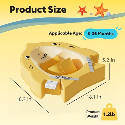 Baby Non-Inflatable Pool Float with Adjustable Buckle, No Flip Over Comfortable & Skin-Friendly Swim Float with Safety Seat for 3-36 Months in Kuwait