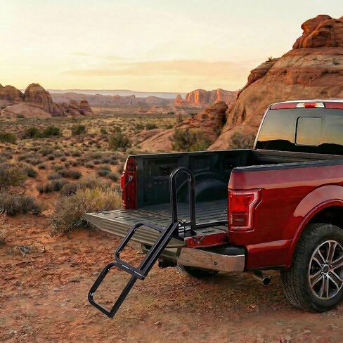 Universal Foldable Pickup Truck Tailgate Two-Step Ladder, 300 LBS Load Capacity, with Handrail, Easy Install Truck Bed Step in Kuwait