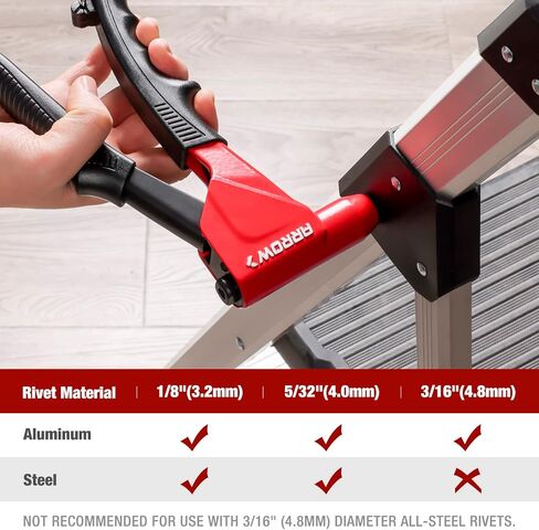 Arrow 3-in-1 Rivet Gun, One-Handed Headless Pop Rivet Gun Kit with 150Pcs Rivets, Professional Manual Heavy Duty Rivet Gun Kit Without Head Change, for Metal, Wood and Plastic in Kuwait