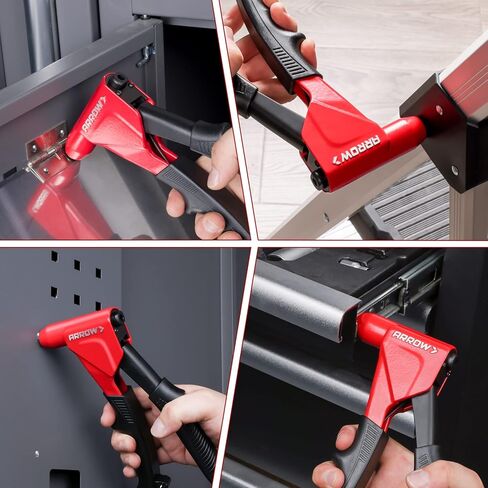 Arrow 3-in-1 Rivet Gun, One-Handed Headless Pop Rivet Gun Kit with 150Pcs Rivets, Professional Manual Heavy Duty Rivet Gun Kit Without Head Change, for Metal, Wood and Plastic in Kuwait