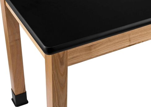 Plexon Science Lab Table with High-Pressure Laminate (HPL) Top – 24" x 48" x 30" – Solid Ash Wood Legs, Chemical & Heat Resistant Black Surface for Classrooms & Industrial Workspaces in Kuwait