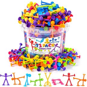 Suction Cup Fidget Toys Bulk for Kids, 72 Pack Stretchy Silicone Fidgets with Storage Box, Bulk Fidgets for Classroom Prizes, Party Favors, Goodie Bag Stuffers, Sensory Toys Ages 3+ in Saudi Arabia