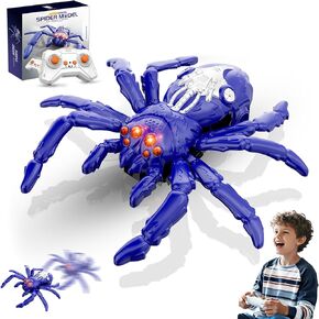sportsvoutdoors Remote Control Wall Climbing Spider Toy with LED Red Eyes, 360° Spinning RC Bug, Crawls on Walls & Floors, Rechargeable Gift for Boys Girls Ages 3-12 (Red & Blue) in Kuwait