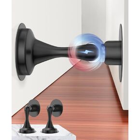 Door Stoppers 2Pack Magnetic Door Stops Catch for Bottom of Door, Wall and Floor Protector for Security, No Drilling Home Door Holder to Keep Doors Open (Black) in Kuwait