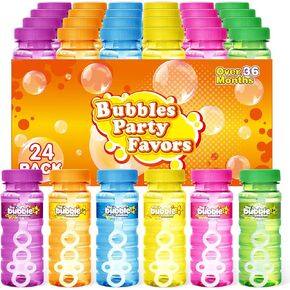 OCHIDO 24 Pcs Bubble Bottles with Wand, Bubbles for Kids Summer Outdoor & Indoor Activity, Bubbles Party Favors for Birthday Party Supplies, Summer Toys Gift, 4oz Bubbles Solution in 6 Colors in Kuwait