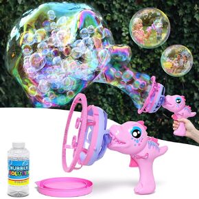 Dinosaur Bubble Gun for Kids - Bubble Machine with Bubble in Bubble, 1000+ Bubbles/Min Bubble Blower Toy, Toddler Outdoor Toys Birthday Easter for 3 4 5 6 7 8 Year Old Girls in Kuwait