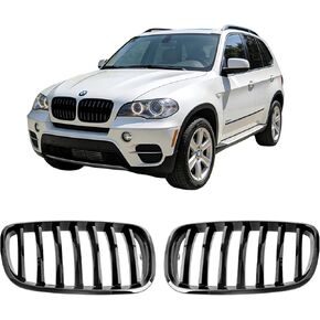E70 Grille - Black Kidney Single slats Grill Compatible With BMW X5 series 2007-2014,ABS Gloss Black Kidney Grill in Kuwait
