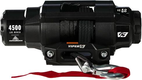 VIPER V3 4500lb UTV/ATV ونش من الدرجة العسكرية مع حبل صناعي أسود بطول 40 قدمًا. لاسلكي وIP68 مقاوم للماء. شركة باورسبورتس الأمريكية. in Kuwait