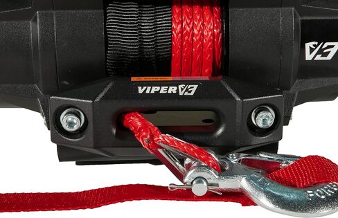 VIPER V3 4500lb UTV/ATV ونش من الدرجة العسكرية مع حبل صناعي أسود بطول 40 قدمًا. لاسلكي وIP68 مقاوم للماء. شركة باورسبورتس الأمريكية. in Kuwait