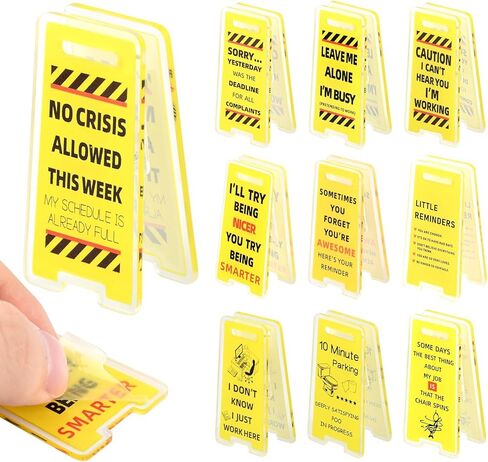 10 Pack Funny Office Note Holder Clips, Mini Caution Overstimulated Desk Sign Sticky Note Holder Office Gag Gifts for Coworker Leader Manager in Kuwait