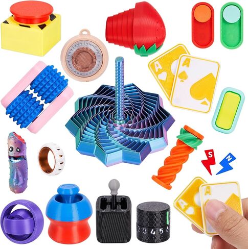 16PCS 3D Printed Fidget Toys, Sensory Toys for Kids with Autism ADHD, Classroom Treasure Box & Calm Down Corner Essentials, Stress Relief Gifts for Kids Teens Adults in Kuwait