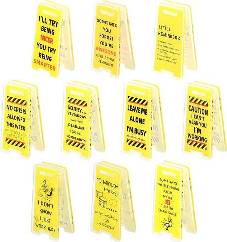 10 Pack Funny Office Note Holder Clips, Mini Caution Overstimulated Desk Sign Sticky Note Holder Office Gag Gifts for Coworker Leader Manager in Kuwait