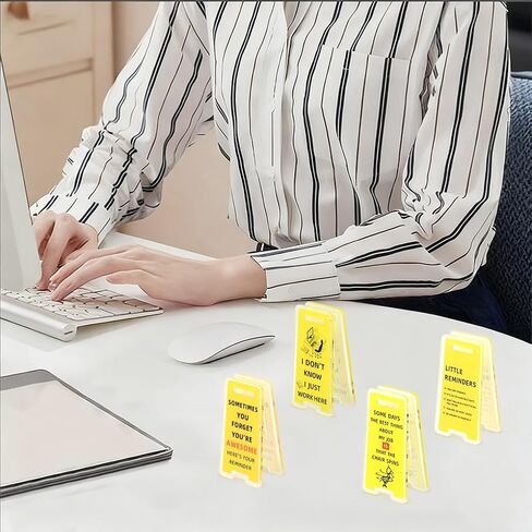 10 Pack Funny Office Note Holder Clips, Mini Caution Overstimulated Desk Sign Sticky Note Holder Office Gag Gifts for Coworker Leader Manager in Kuwait