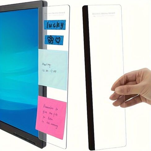 Desktop Monitor Memo Board Office Home Computer Note Holder, Unisex Desk Organizer with Decorative Design for Notes Reminders (Transparent) in Kuwait