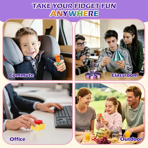16PCS 3D Printed Fidget Toys, Sensory Toys for Kids with Autism ADHD, Classroom Treasure Box & Calm Down Corner Essentials, Stress Relief Gifts for Kids Teens Adults in Kuwait