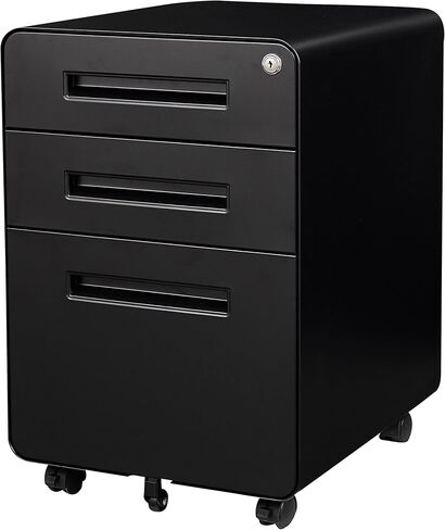 SISESOL 3 Drawer File Cabinet with Lock,Rolling File Cabinets,Under Desk File Cabinet,Three Drawer Filing Cabinet for Home Office with Wheels,Fit A4/Letter/Legal File,Fully Assembled Except Casters in Kuwait