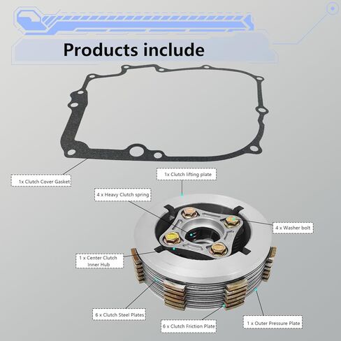 Complete Clutch Kit Heavy Duty Springs Driver Clutch Disc Plate Gasket Kit for Honda Rebel 250 CMX250/C/X 1985-2016 Nighthawk 250 CB250 1991-2008 in Kuwait