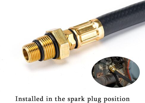 3mirrors Engine Air Valve Holder Pressure Pipe M14+M18 Thread to 1/4 NPT with Ball Valve, Cylinder Leakage Testing Assistant Tool Compatible with Mustang Ford GM Trucks LS1/LS2/LS3/4.8/5.3/6.0 in Kuwait
