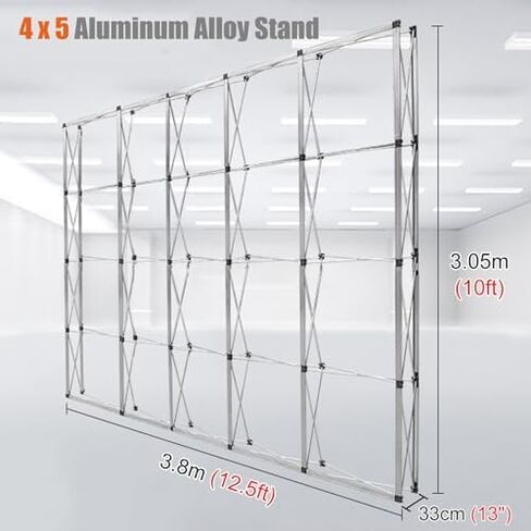 This Pop Up Display Banner Backdrop - Collapsible Poster Frame for Events, Trade Shows, Conferences & Shops - Easy Set Up Exhibit Booth (Size: 10ft H X 12.5ft L) in Kuwait