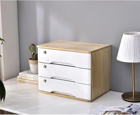 Lockable Solid Wood Flat File Cabinet1 Drawer Desktop Storage Box for Office Supplies A4/Receipt Orga Durable Locking Filing Cabinet Ideal for Home & Office Use in Saudi Arabia